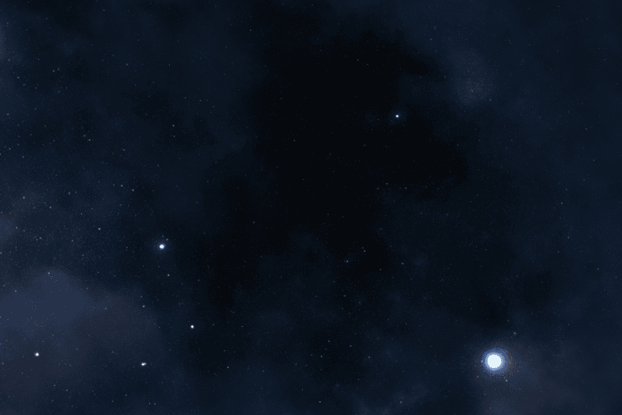 Campo estelar escuro com astro brilhante em destaque, imagem conceitual sobre anãs brancas e o destino silencioso de muitas estrelas.