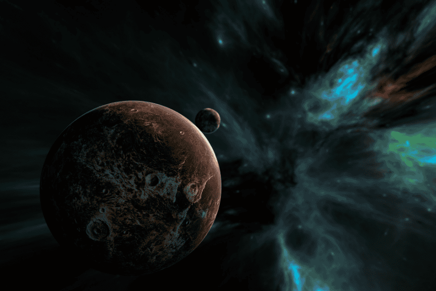 Planetas escuros em cenário espacial profundo, imagem conceitual sobre exoplanetas e a missão Plato na busca europeia por novos mundos no espaço.