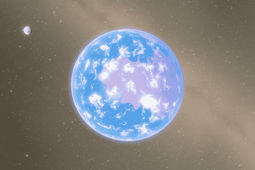 Planeta azul em meio ao espaço, representação de exoplaneta habitável ligada à missão Plato e à procura por novas Terras fora do Sistema Solar.